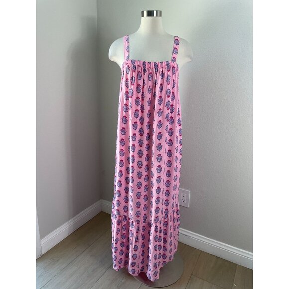 Old Navy Womens Large Floral Tie Back Cutout Maxi Swing Dress Pockets Sleeveless - Picture 2 of 13